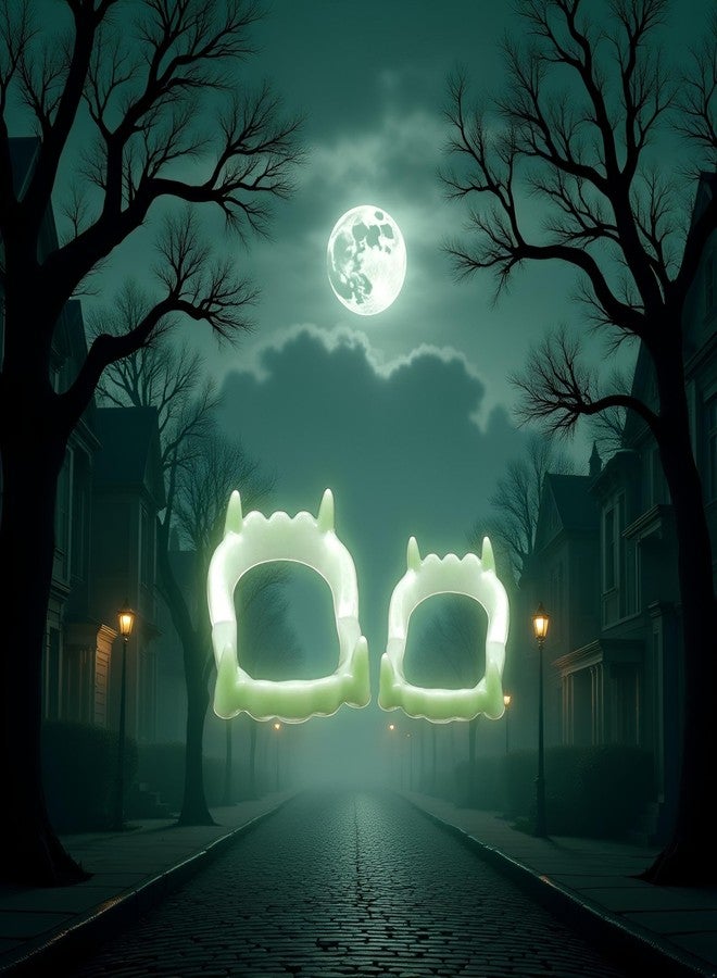 Zhuluck 2Pcs Green Vampire Teeth Fangs Glow in The Dark Plastic Fake Vampire Teeth Sharp Teeth Halloween Decorative Luminous Dentures - Image 4